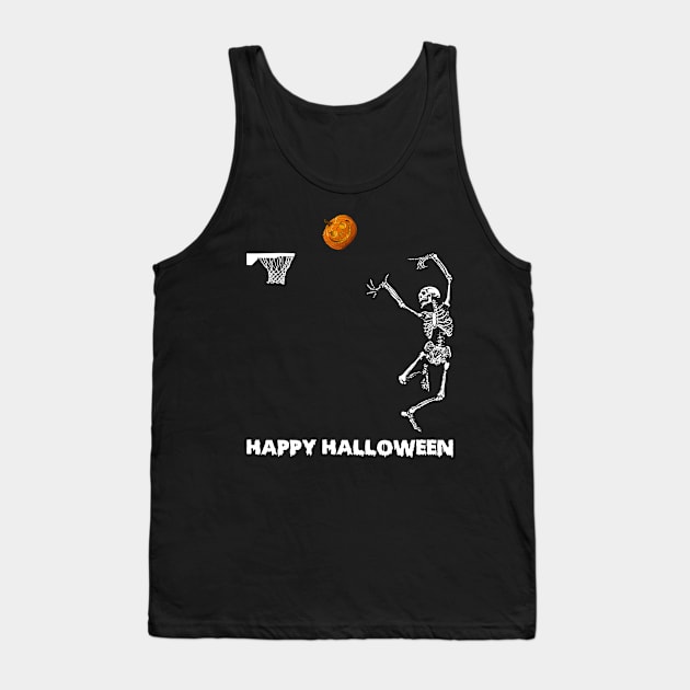 Skeleton basketball tshirt halloween funny gift t-shirt Tank Top by American Woman